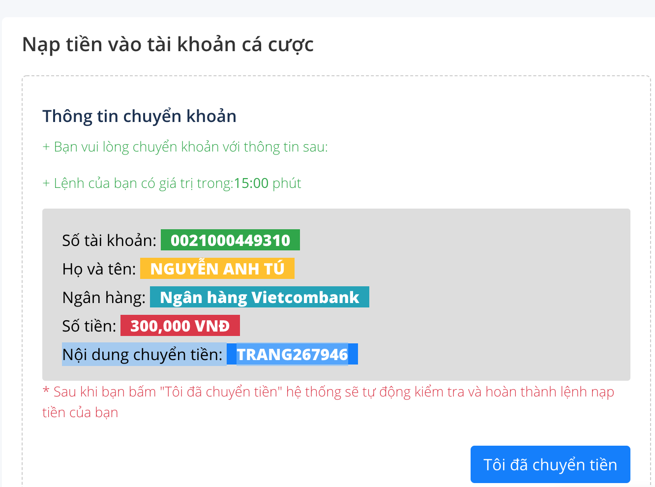 nạp rút tiền One789